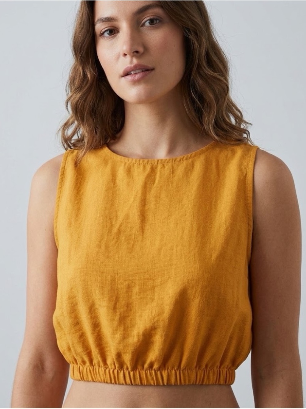 The Native One - Sleeveless Crop Top in Mustard